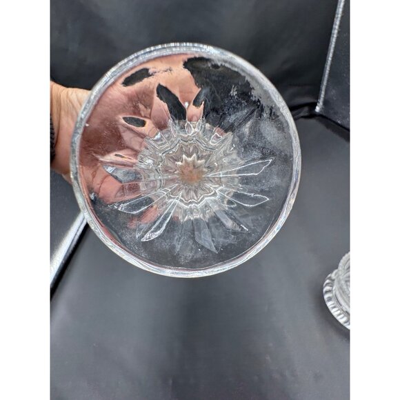 Vintage Pressed Crystal Bud Vase + Pressed Glass Toothpick Holder – Clear Glass - Picture 4 of 9